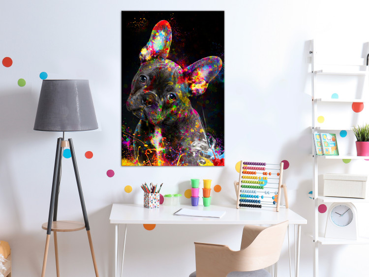 Canvas Print Marufi (1-part) vertical - abstract multicolored portrait of a dog 128348 additionalImage 3