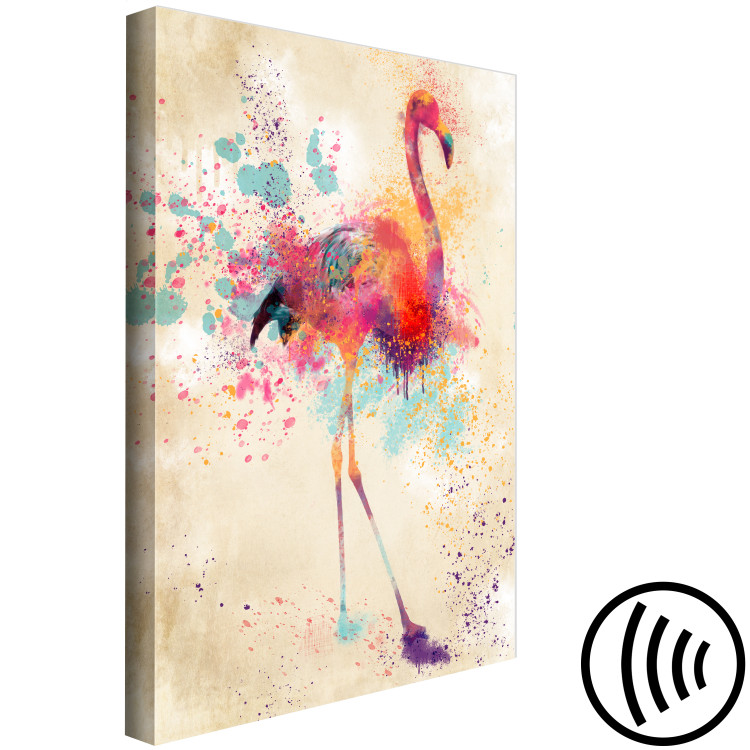 Canvas Watercolor Flamingo (1-part) vertical - futuristic colorful bird 128848 additionalImage 6