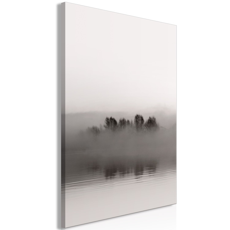 Canvas Art Print Island of Mists (1-piece) Vertical - landscape of misty island and lake 130248 additionalImage 2