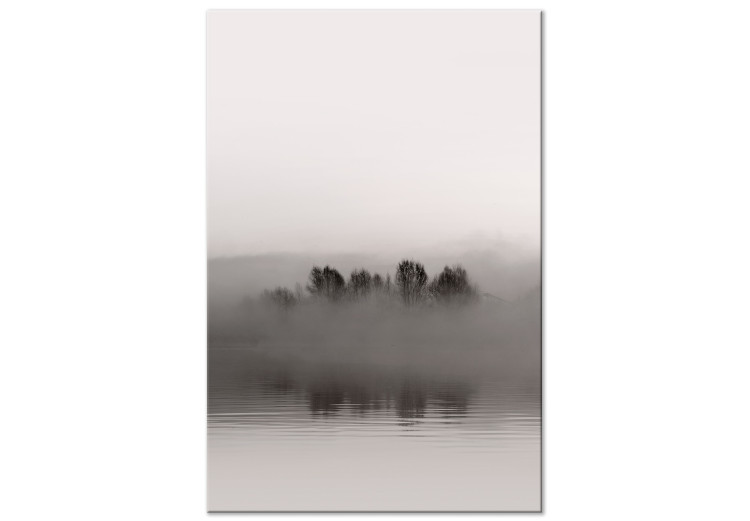 Canvas Art Print Island of Mists (1-piece) Vertical - landscape of misty island and lake 130248