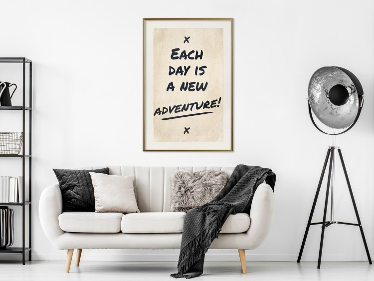 Poster Each Day is a New Adventure! - black text on a beige texture 130448 additionalImage 22