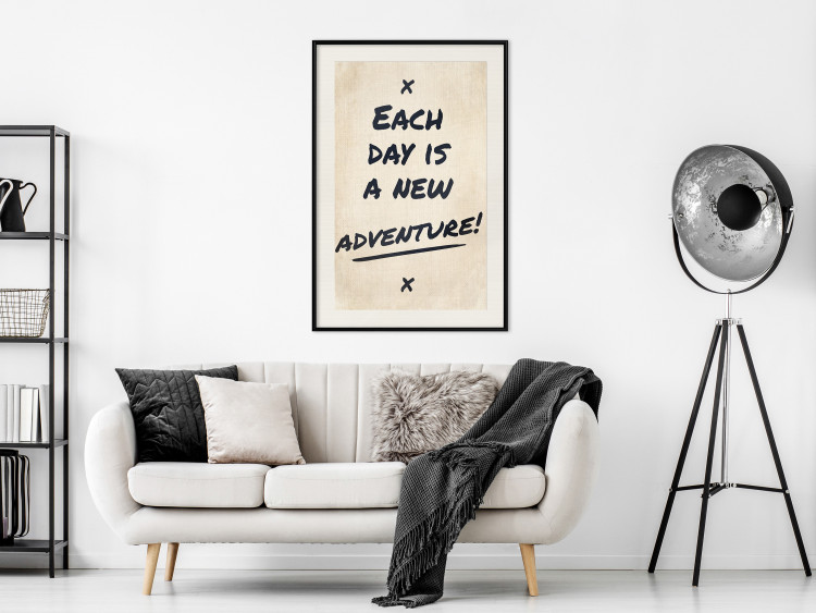 Poster Each Day is a New Adventure! - black text on a beige texture 130448 additionalImage 24