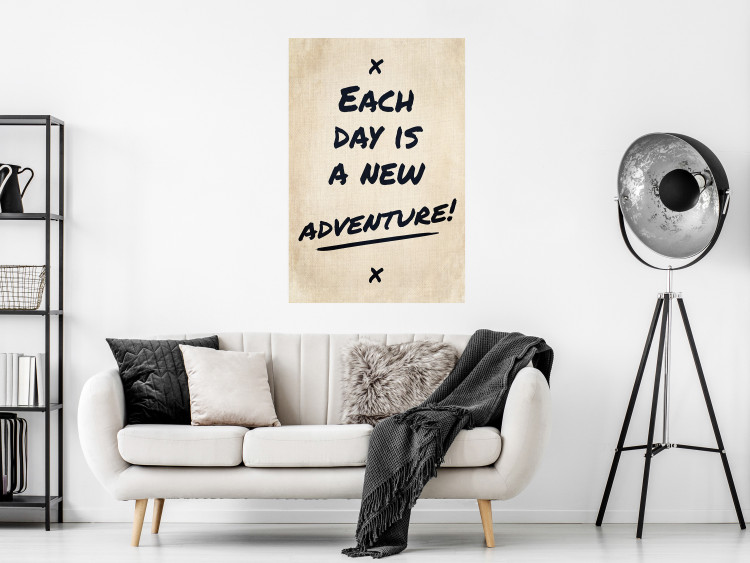 Poster Each Day is a New Adventure! - black text on a beige texture 130448 additionalImage 4