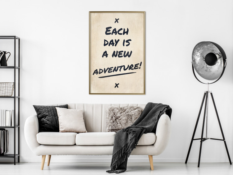 Poster Each Day is a New Adventure! - black text on a beige texture 130448 additionalImage 5