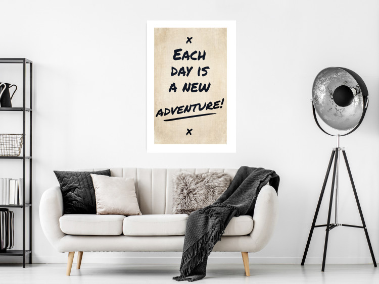 Poster Each Day is a New Adventure! - black text on a beige texture 130448 additionalImage 5