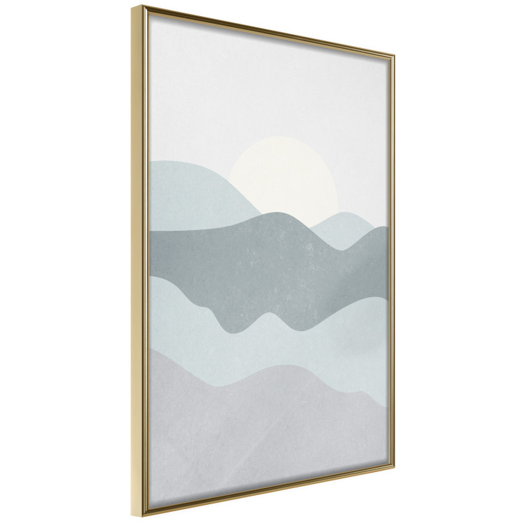 Wall Poster Sun over Mountains - abstract gray landscape of hills with sun 130548 additionalImage 12