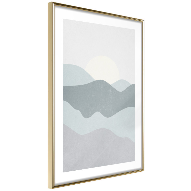 Wall Poster Sun over Mountains - abstract gray landscape of hills with sun 130548 additionalImage 7
