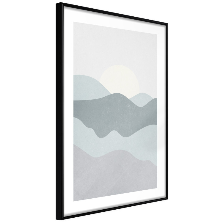 Wall Poster Sun over Mountains - abstract gray landscape of hills with sun 130548 additionalImage 6