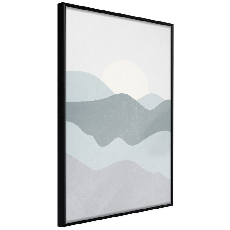 Wall Poster Sun over Mountains - abstract gray landscape of hills with sun 130548 additionalImage 11