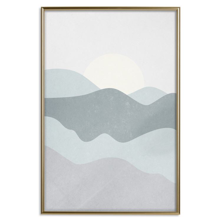 Wall Poster Sun over Mountains - abstract gray landscape of hills with sun 130548 additionalImage 17