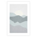 Wall Poster Sun over Mountains - abstract gray landscape of hills with sun 130548 additionalThumb 19