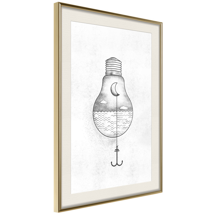 Wall Poster Anchored Moon - white light bulb composition with sea and moon 131948 additionalImage 3