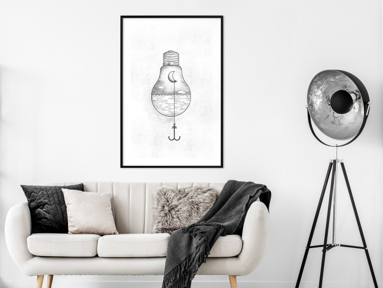 Wall Poster Anchored Moon - white light bulb composition with sea and moon 131948 additionalImage 16