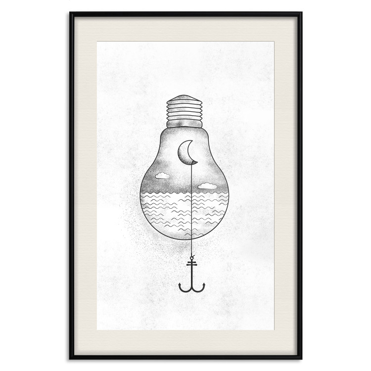 Wall Poster Anchored Moon - white light bulb composition with sea and moon 131948 additionalImage 23