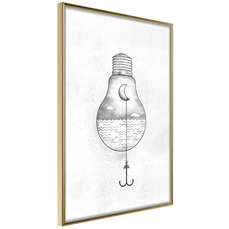 Wall Poster Anchored Moon - white light bulb composition with sea and moon 131948 additionalImage 12