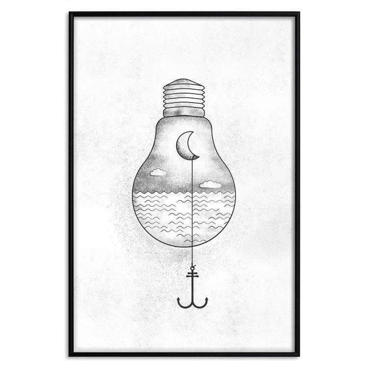 Wall Poster Anchored Moon - white light bulb composition with sea and moon 131948 additionalImage 18