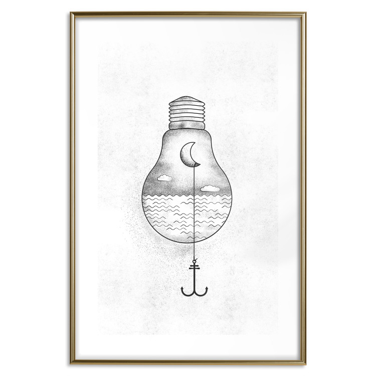 Wall Poster Anchored Moon - white light bulb composition with sea and moon 131948 additionalImage 19