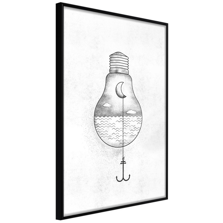 Wall Poster Anchored Moon - white light bulb composition with sea and moon 131948 additionalImage 11