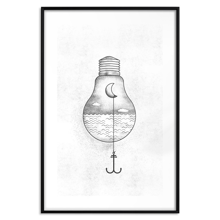 Wall Poster Anchored Moon - white light bulb composition with sea and moon 131948 additionalImage 27