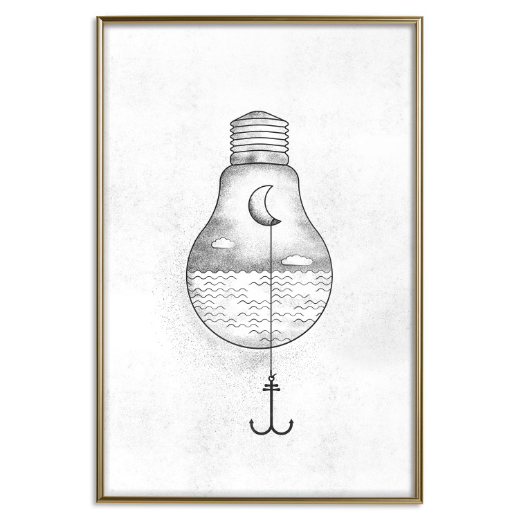 Wall Poster Anchored Moon - white light bulb composition with sea and moon 131948 additionalImage 24