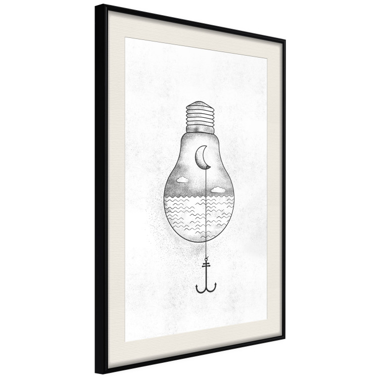 Wall Poster Anchored Moon - white light bulb composition with sea and moon 131948 additionalImage 2