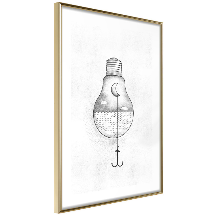 Wall Poster Anchored Moon - white light bulb composition with sea and moon 131948 additionalImage 7