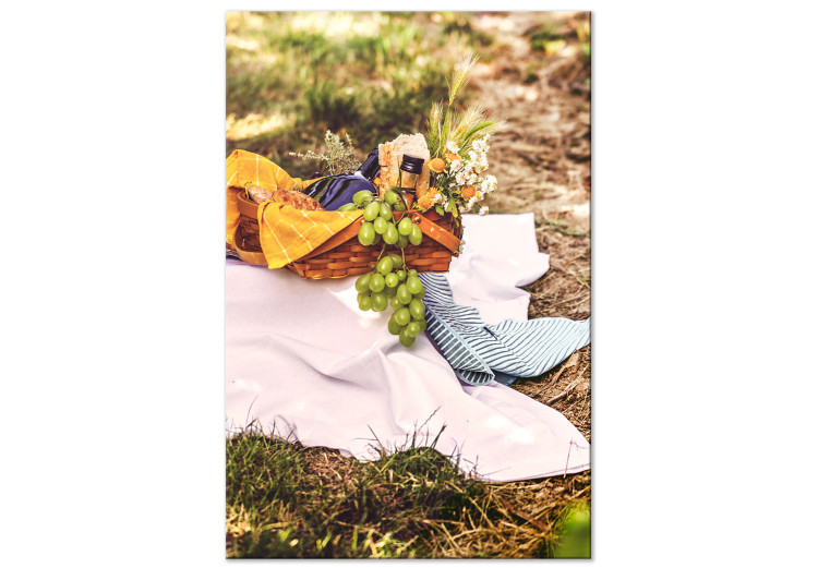 Canvas Basket full of food - photo of picnic basket on the meadow 135848 additionalImage 1