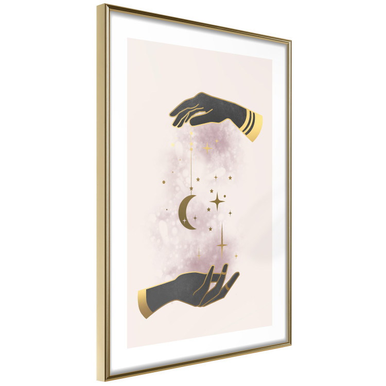 Poster Total Magic - extraordinary abstraction with hands and moon on a beige background 136548 additionalImage 6