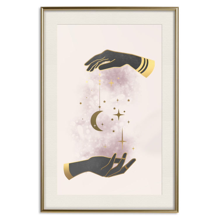Poster Total Magic - extraordinary abstraction with hands and moon on a beige background 136548 additionalImage 18