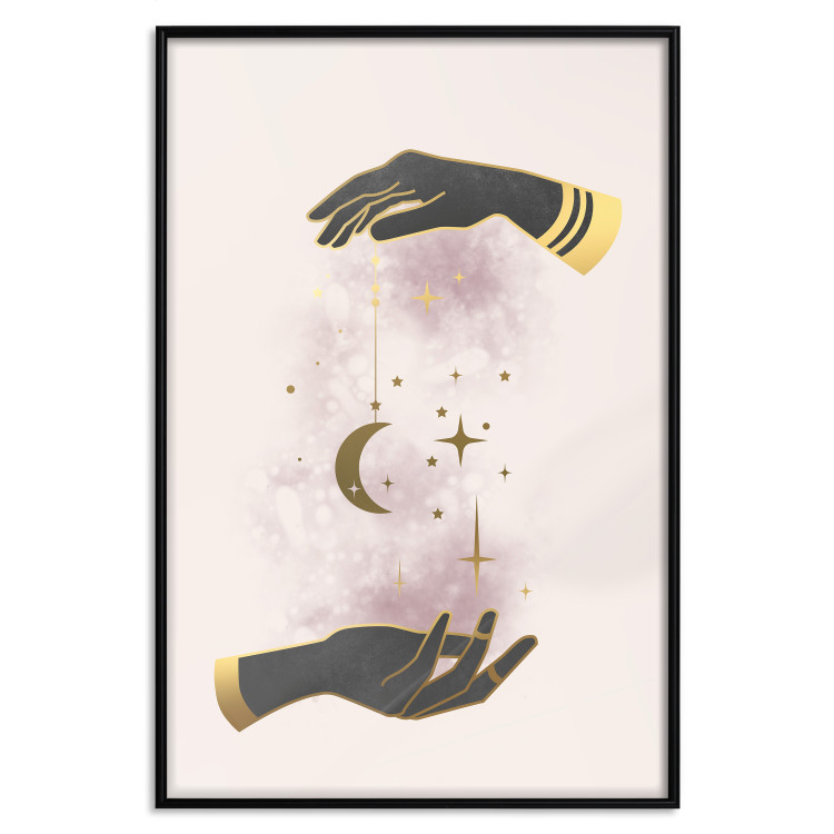 Poster Total Magic - extraordinary abstraction with hands and moon on a beige background 136548 additionalImage 12