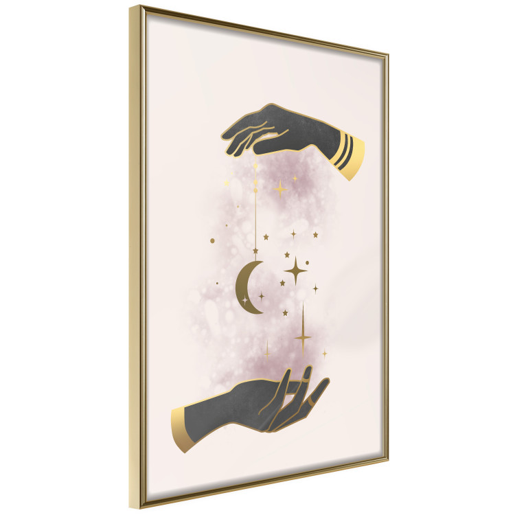 Poster Total Magic - extraordinary abstraction with hands and moon on a beige background 136548 additionalImage 7