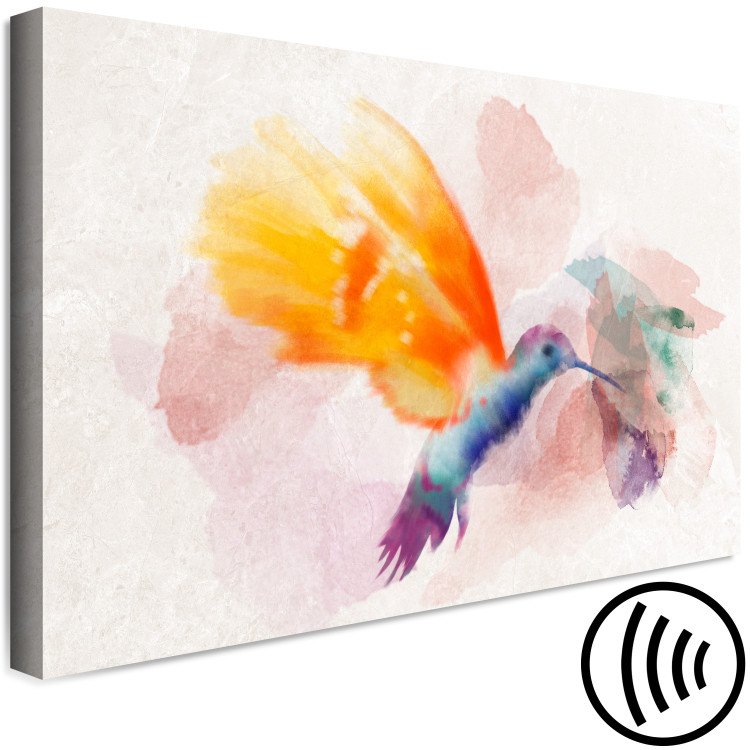 Canvas Print Yellow Hummingbird (1-piece) Wide - bird in delicate watercolors 138248 additionalImage 6