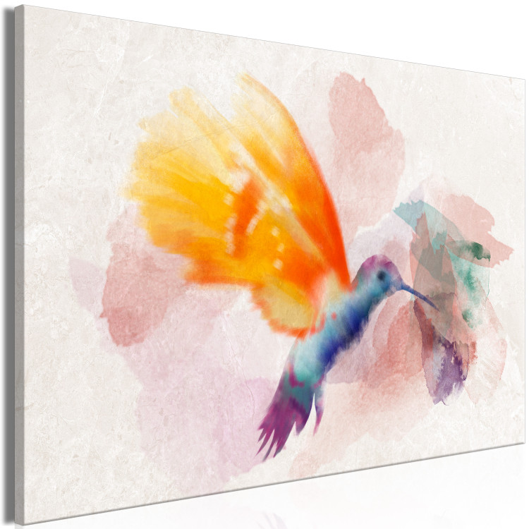 Canvas Print Yellow Hummingbird (1-piece) Wide - bird in delicate watercolors 138248 additionalImage 2