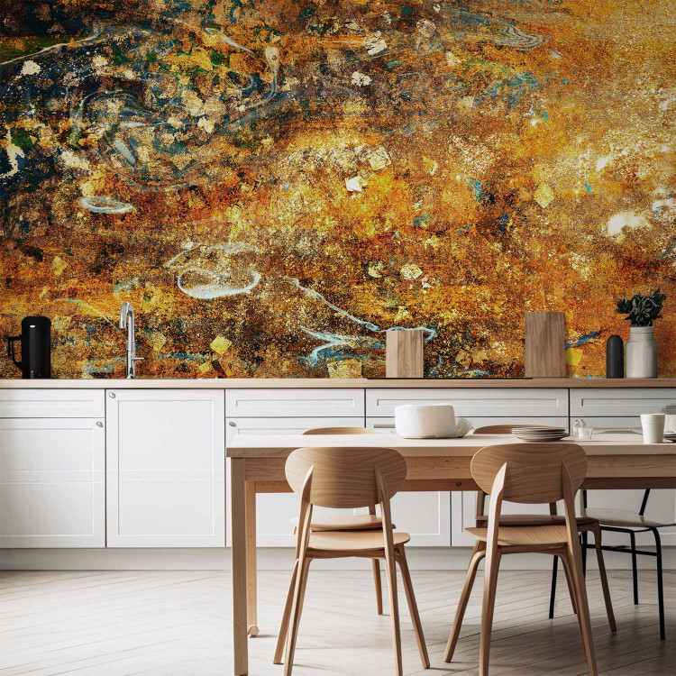 Wall Mural Escaping thoughts - abstract gold composition with black patterns 142548 additionalImage 6