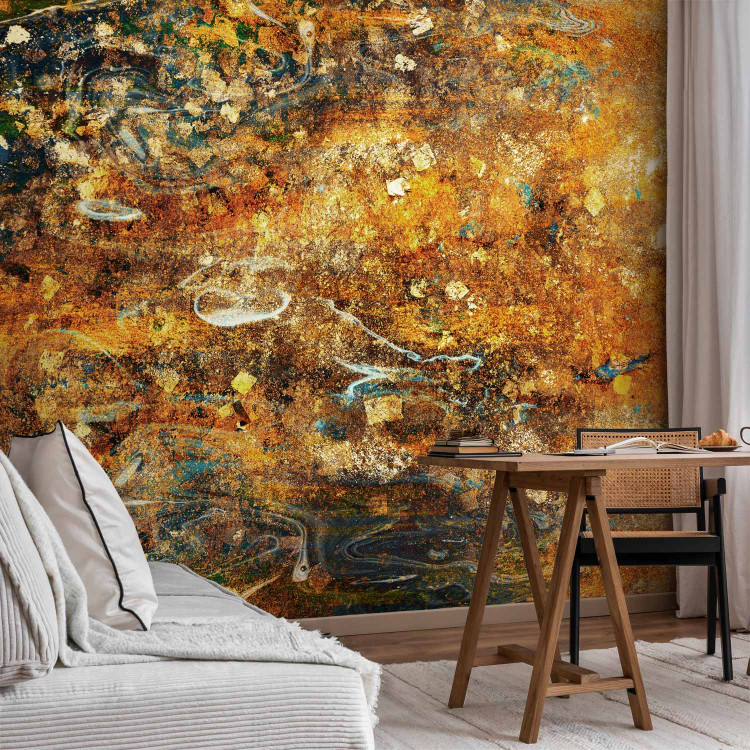 Wall Mural Escaping thoughts - abstract gold composition with black patterns 142548 additionalImage 4