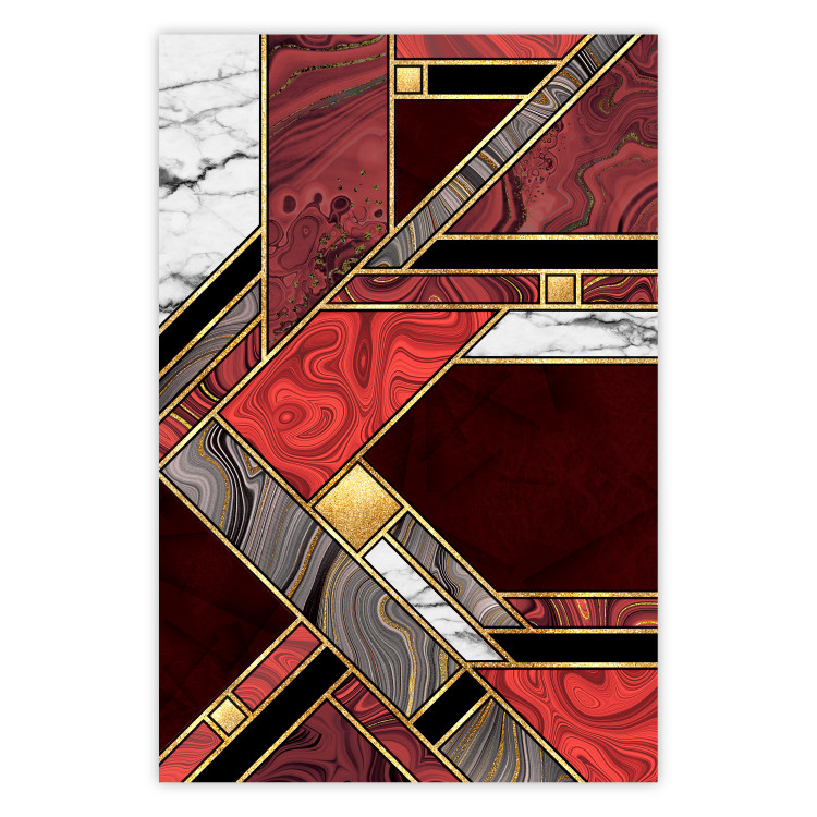 Wall Poster Red and Gold Geometry [Poster] 142848