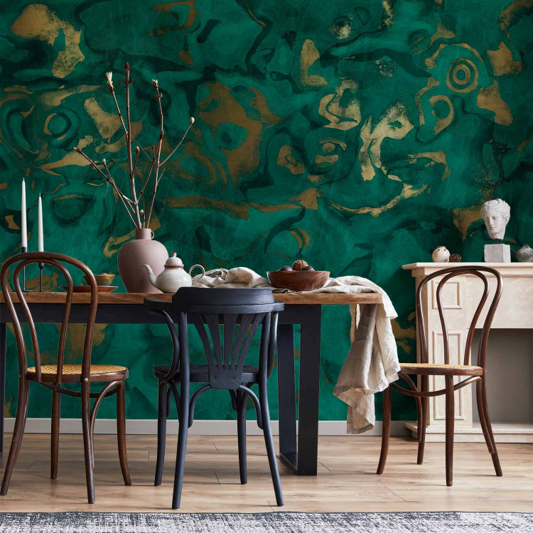 Wall Mural Emerald and gold - textured background pattern with the effect of restless water 143348 additionalImage 6