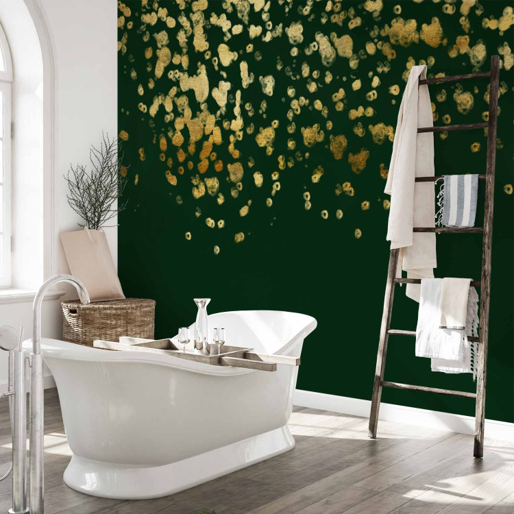 Wall Mural Golden drops - abstract with golden rain effect on green background 143748 additionalImage 8