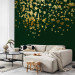 Wall Mural Golden drops - abstract with golden rain effect on green background 143748
