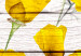 Canvas Print Yellow Flowers (1-piece) - lemon plants on a light wood background 144648 additionalThumb 5