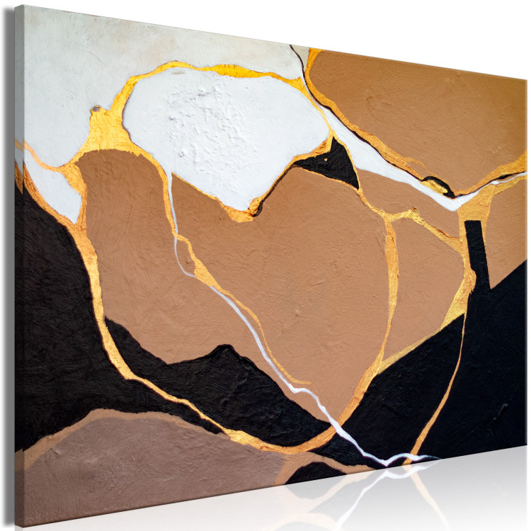 Canvas Print Stain Abstraction - Painted Shapes in Warm Colors 147648 additionalImage 2