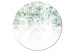 Round Canvas Cascade of Greenery - Delicate Twigs Full of Leaves on a White Background 151048