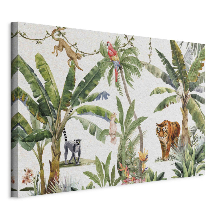 Large canvas print Exotic Landscape - Jungle With Animals and Exotic Birds [Large Format] 151248 additionalImage 3