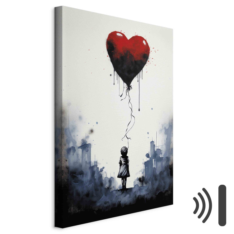 Canvas Art Print Flying Balloon - Watercolor Composition Inspired by the Style of Banksy 151748 additionalImage 8