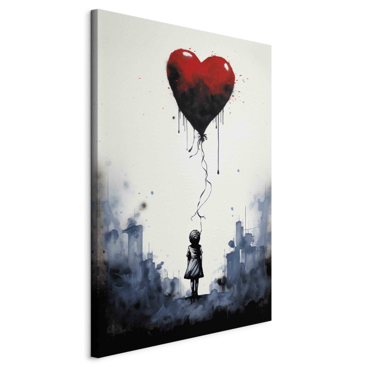 Canvas Art Print Flying Balloon - Watercolor Composition Inspired by the Style of Banksy 151748 additionalImage 2