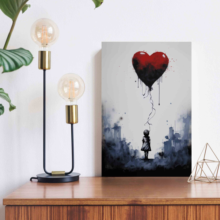 Canvas Art Print Flying Balloon - Watercolor Composition Inspired by the Style of Banksy 151748 additionalImage 5