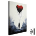 Canvas Art Print Flying Balloon - Watercolor Composition Inspired by the Style of Banksy 151748 additionalThumb 8