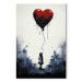 Canvas Art Print Flying Balloon - Watercolor Composition Inspired by the Style of Banksy 151748