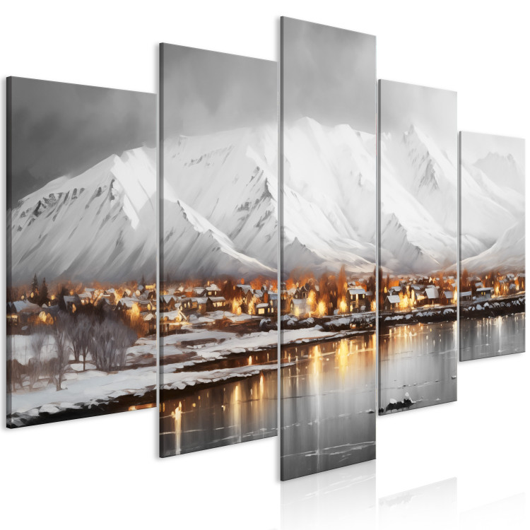Canvas Art Print Reykjavik - Winter Panorama of Iceland with Mountain Backdrop 151948 additionalImage 2
