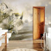 Wall Mural Green dawn - lily flowers in morning glow on striped background 81948 additionalThumb 8